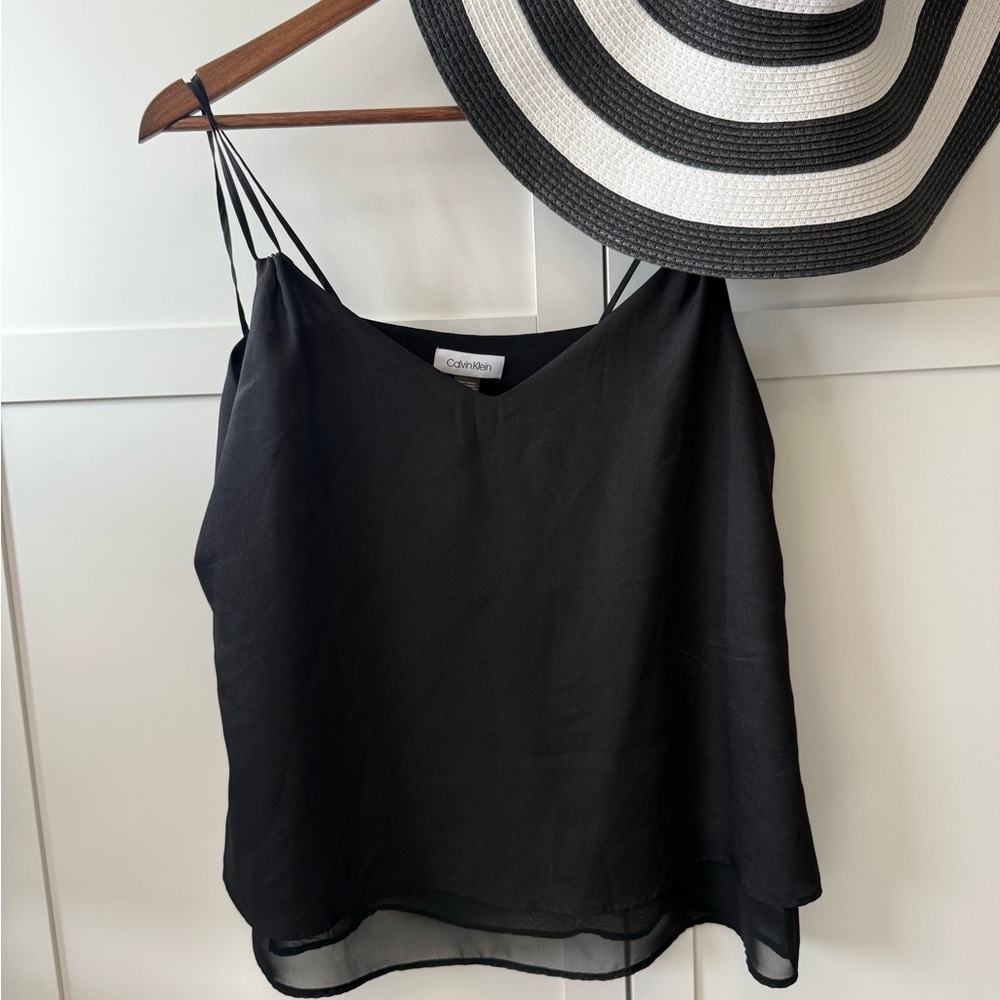 Calvin Klein Black Double-Strap Satin Camisole